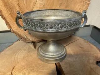 FLOWERPOT DECORATIE SCHAAL OP VOET SILVER 16,5 cm NIEUW