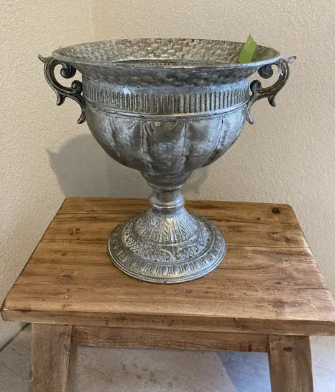 FLOWERPOT DECORATIE SCHAAL OP VOET SILVER 20 cm NIEUW
