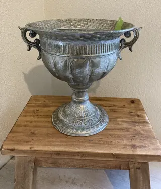 FLOWERPOT DECORATIE SCHAAL OP VOET SILVER 20 cm NIEUW