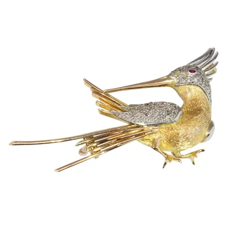 Vintage Fifties Hummingbird Brooch, A Whimsical Mid-Century Flight