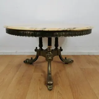 Vintage salontafel met marmer blad