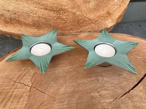 WAXINELICHT STER ZWARE KWALITEIT ALUMINIUM GROEN