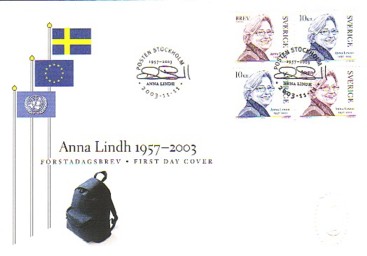 Zweden FDC Anna Lindh1957-2003
