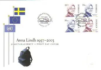Zweden FDC Anna Lindh1957-2003