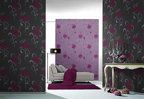 Retro bloemen rood behang 22