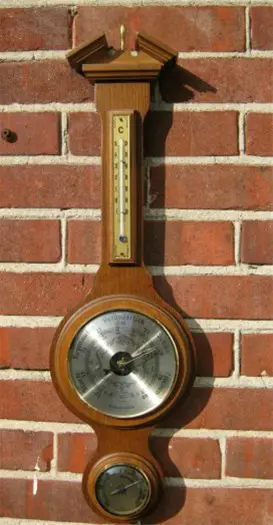 Klass. Banjo Baro-/hygro-/ thermometer,eiken,nst.