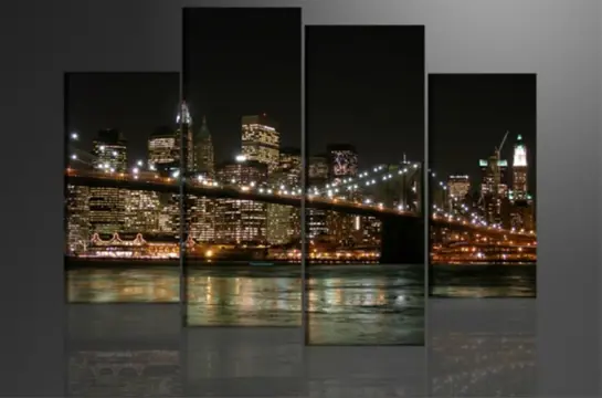 Nieuw canvas schilderij 4-luik New York Skyline 130 x 80 cm