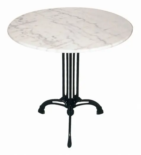 Ronde gietijzeren tafel met marmer blad - tuintafel