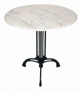 Ronde gietijzeren tafel met marmer blad - tuintafel