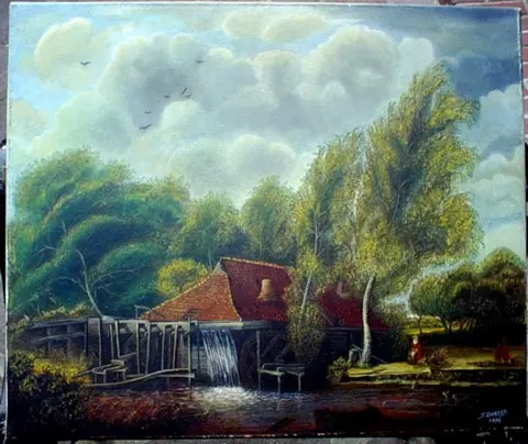 Olieverfschilderij van J.B. Dokter, 1986, zeer goede staat