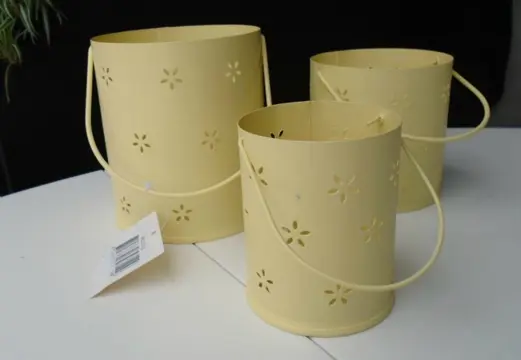 WAXINELICHTJES METAAL 3 DLG SET GEEL NIEUW