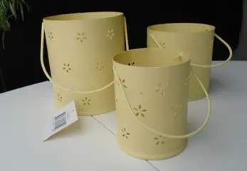 WAXINELICHTJES METAAL 3 DLG SET GEEL NIEUW