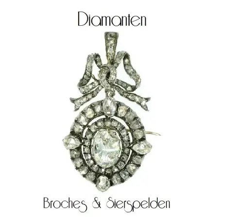 Antieke diamanten broches en sierspelden.