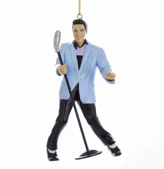 Elvis Presley Hound Dog Elvis En Mic Kerst Ornament