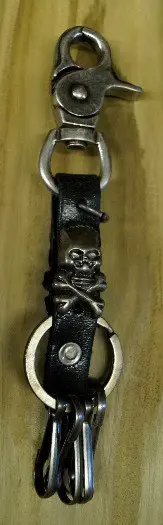 Sleutelhangers van leer " Doodshoofd " Zwart