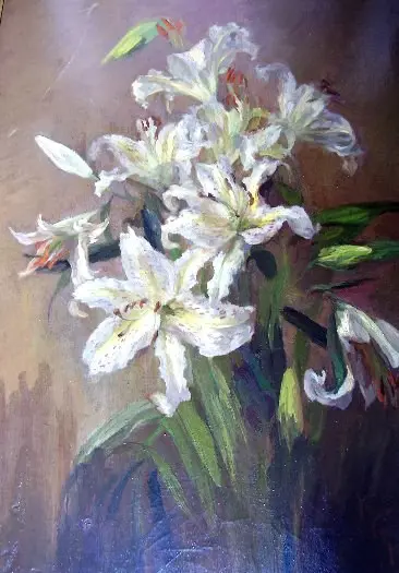 Paul de Longpre oil on canvas "Lilies"