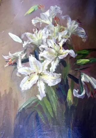 Paul de Longpre oil on canvas "Lilies"