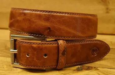 Leren heren riem " Bruin met structuur 435 " 4 cm breed