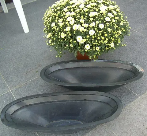 VERZINKT BLOEMPOT SCHALEN 2 DLG MIDDEL ZWART Nieuw