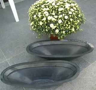 VERZINKT BLOEMPOT SCHALEN 2 DLG MIDDEL ZWART Nieuw