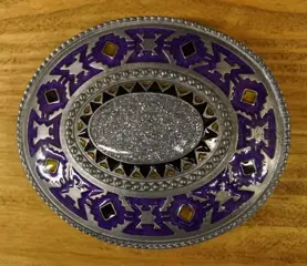 Buckle " Siersteen zilver glitter " Sierrand paars