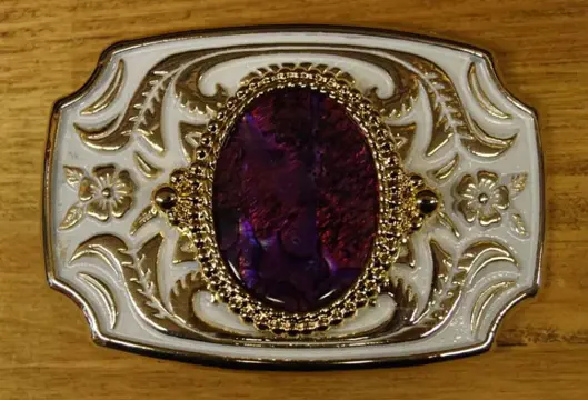 Buckle " Siersteen paars " Wit / goudkleurig