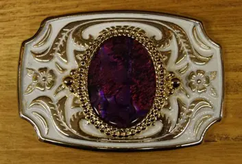 Buckle " Siersteen paars " Wit / goudkleurig