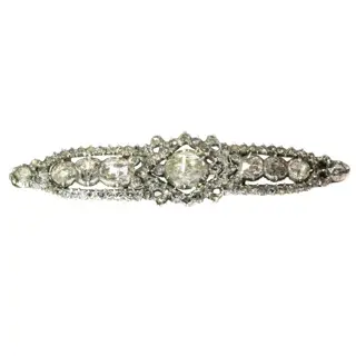 Antique rose cut diamond bar brooch