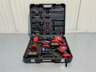 Ultra Force Equipment Accu gereedschapsset 4 in 1, schroefmachine, slagmoersleutel, boormachine en s