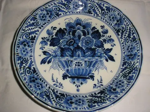 Delfts blauw bord - bloemen - ram