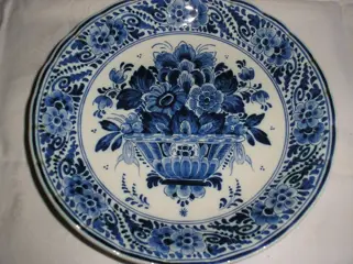 Delfts blauw bord - bloemen - ram