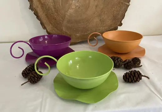 GROTE KOM EN SCHOTEL METAAL 3 KLEUREN NIEUW