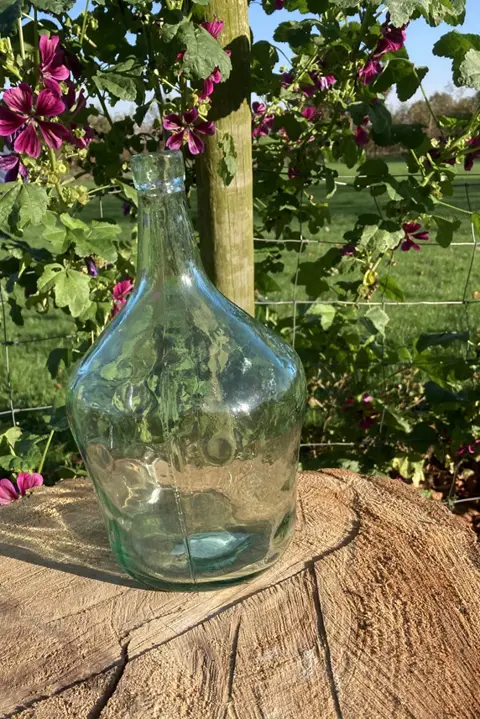 GLAZEN FLES KRUIK VAAS 2 LITER H 26 CM nieuw