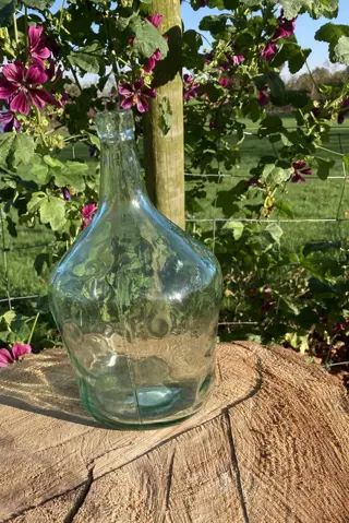 GLAZEN FLES KRUIK VAAS 2 LITER H 26 CM nieuw