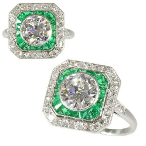 Vintage verlovingsring met sublieme smaragd.