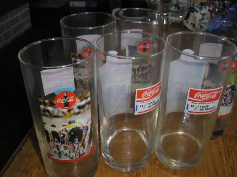 Cola glazen - tour de france- ;s hertogenbosch 29 juni 1996