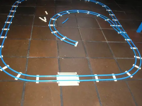 Lego, blauwe rails