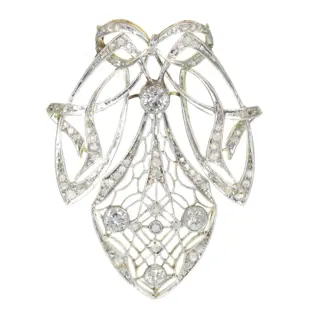 Elegant Art Nouveau: Dual-Use Diamond Pendant-Brooch