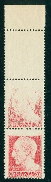 Italië 1928 - Imperiale 20 cent. Striscia di 3. Due con stampa evanescente ed uno senza stampa. - sassone 247b