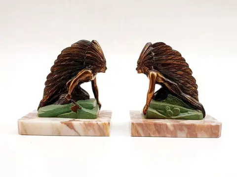 Paar boekensteunen "American Indian chief Native American