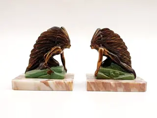 Paar boekensteunen "American Indian chief Native American