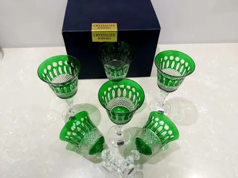 Groene Bril Bohemien (6) - Kristal