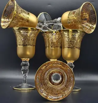 Antica cristalleria italiana - Grote bekers van zwaar