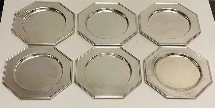 Elegante set achthoekige onderplaten - Verzilverd