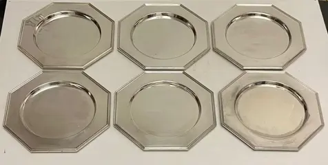 Elegante set achthoekige onderplaten - Verzilverd