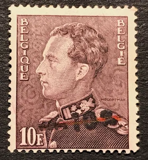 België 1945 - Uitgifte Van Acker -10% - "Opdruk van LIBIN" - vernietigd door rode doorhaling - ZELDZAAM - OBP 434-Erreur