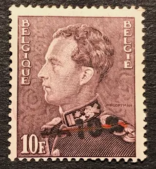 België 1945 - Uitgifte Van Acker -10% - "Opdruk van LIBIN" - vernietigd door rode doorhaling - ZELDZAAM - OBP 434-Erreur