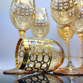 Wijnglazen (6) - Neoklassiek - .999 (24 kt) goud, Kristal -