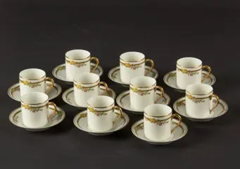 Limoges, Raynaud - Kop &amp; schotel sets (10) - Porselein