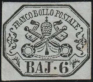Italiaanse oude staten - Pauselijke Staat 1864 - I^ Em. 1/ b. grigio perla ben marginato nuovo piena gomma raro lusso Certificato - Sassone n.7Aa